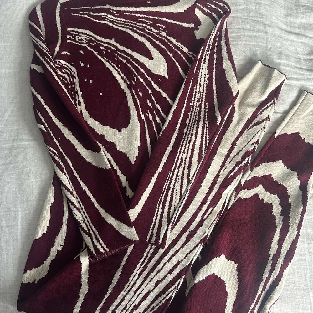 Burgundy and Cream Patterned Sweater